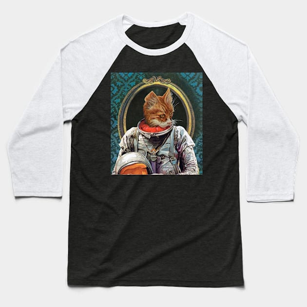 Catstronaut Baseball T-Shirt by basementgalaxy